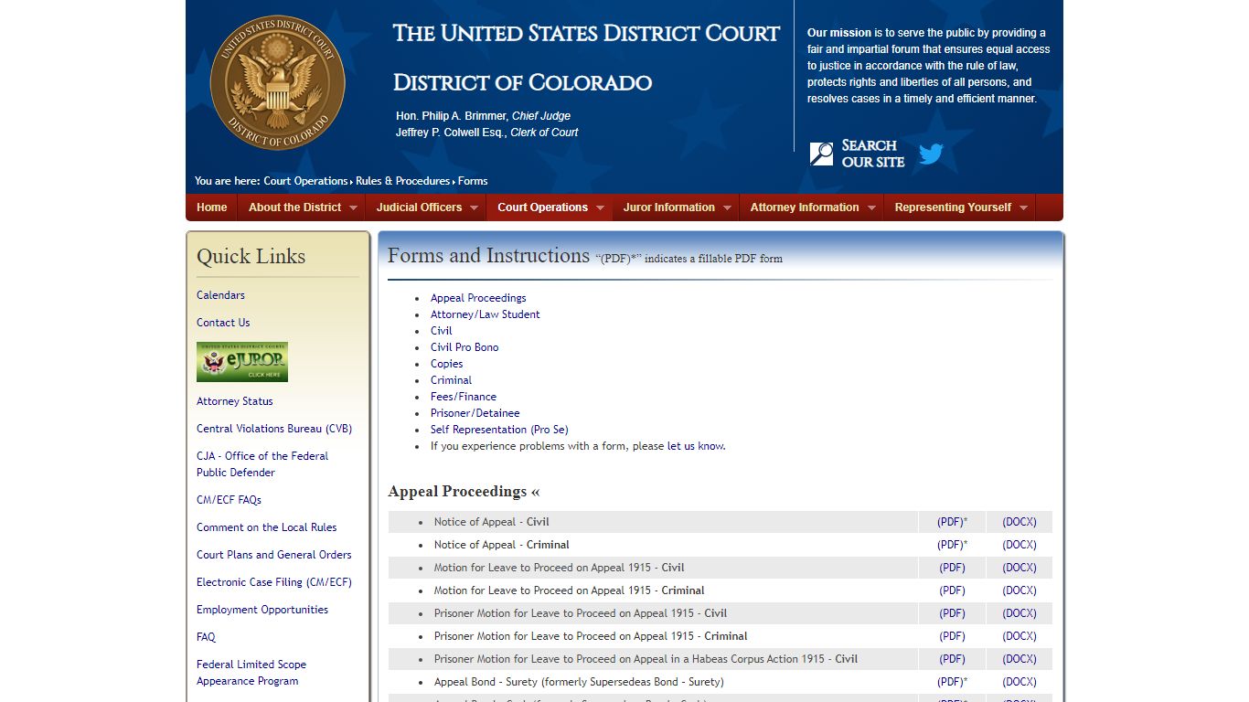 Forms | US District Court of Colorado